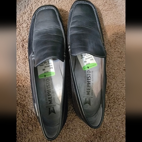 Mephisto black leather arch support wedge loafers, walking shoe. Lovell comfort - Picture 2 of 7